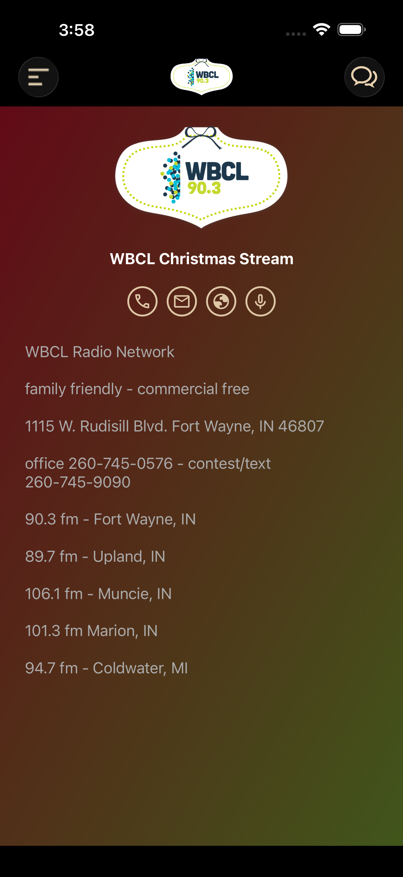 WBCL Christmas Stream