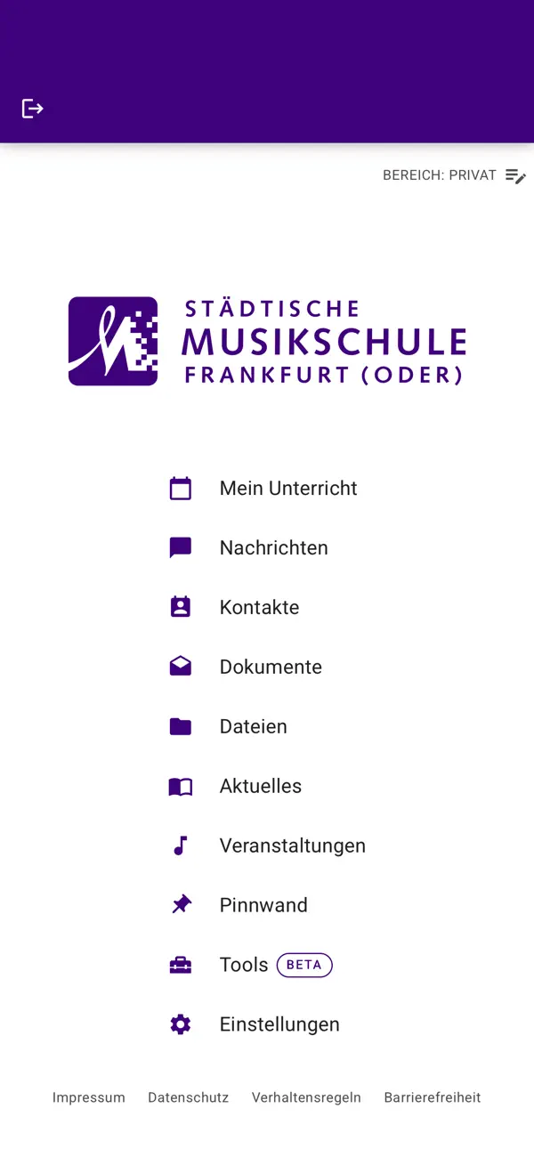 Screenshot #1 pour Musikschule Frankfurt Oder