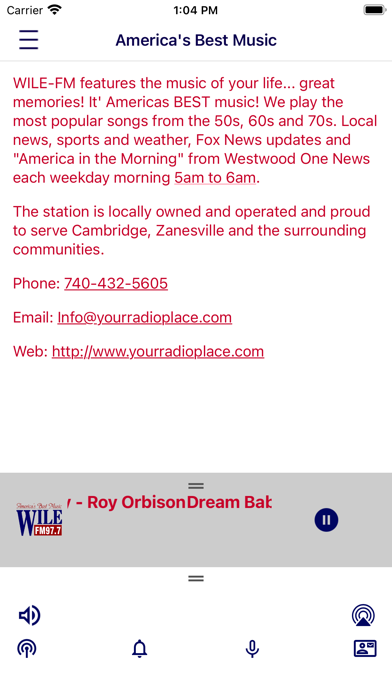 WILE 97.7FM Radio Screenshot
