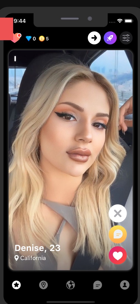 EZMatch: 18+ Dating,Meet&Flirt - Explore how the app presents diverse user profiles, like 'Denise, 23', alongside convenient quick interaction icons for seamless engagement.