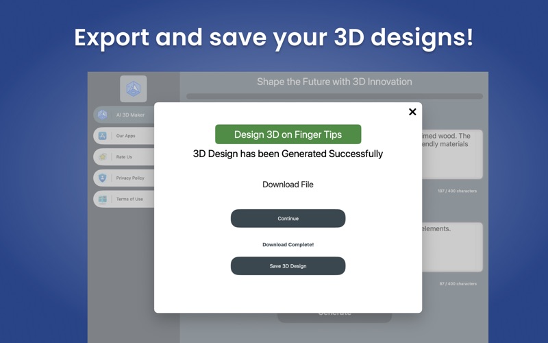 AI Text to 3D Design- 3DStudio iPhone screenshot 3 - Graphics & Design app