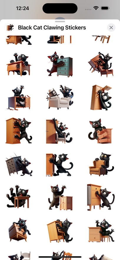 Black Cat Clawing Stickers