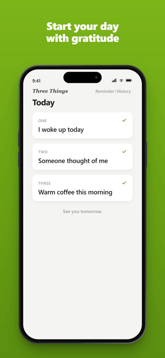 Three Things Daily Gratitude Screenshot 1 of 4