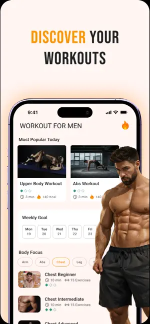Workout for Men: Home & Gym screenshot 1