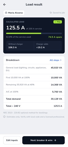 EV Charger Calc: Load & Wire screenshot 3