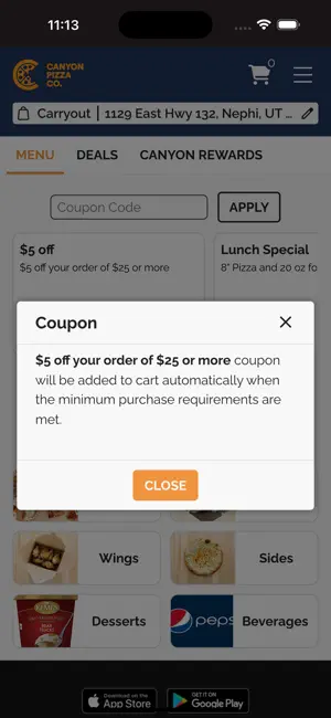 Canyon Pizza Co. Mobile screenshot 3