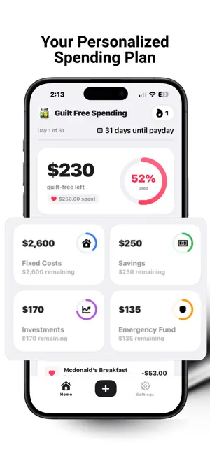 Guilt Free Spending AI Tracker screenshot 2