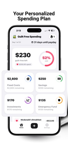 Guilt Free Spending AI Tracker Screenshot 2 of 6