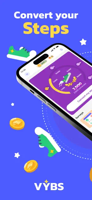 VYBS Steps: Walk & Earn iPhone screenshot 1