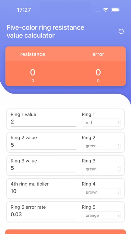 5 Color Ring Resistance Calc