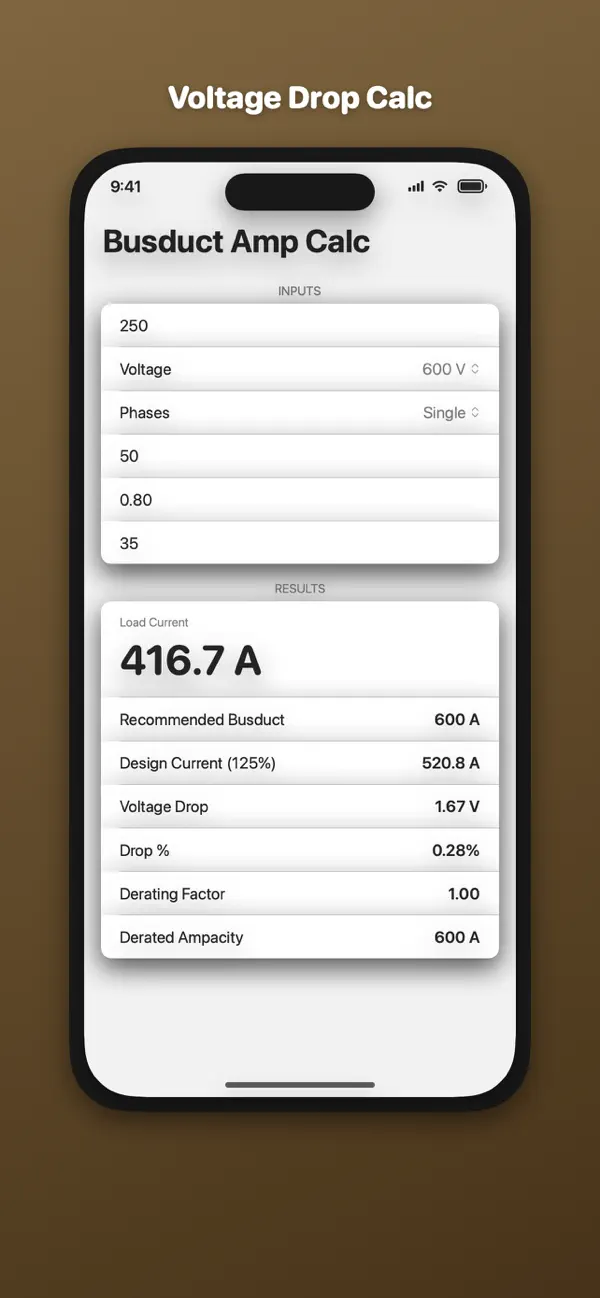 Screenshot #3 pour BusductAmp Calc