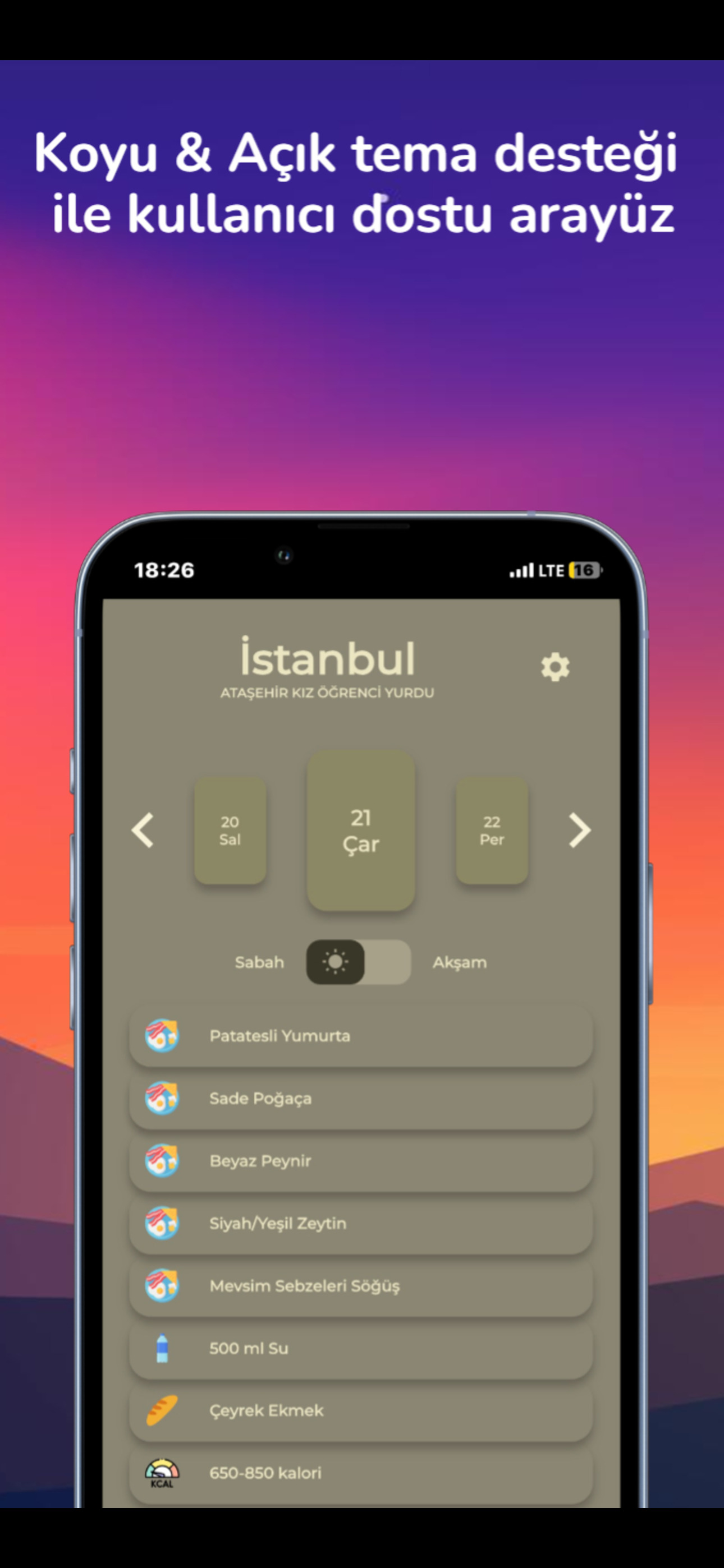 Yurt Menü - Günlük Menü Takip