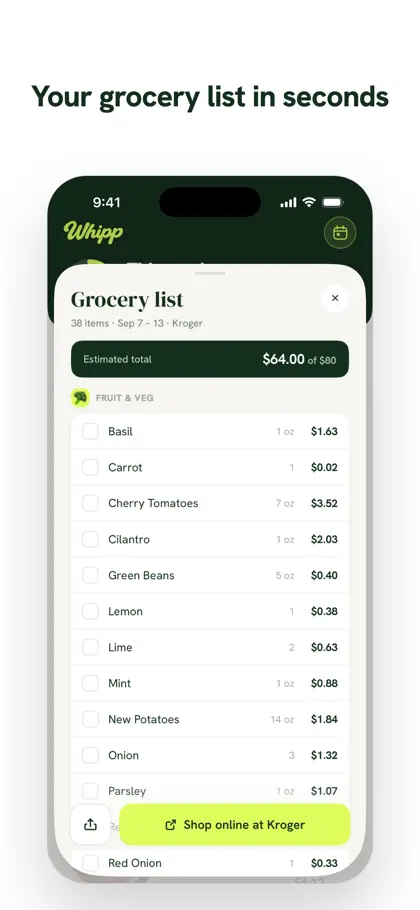 Captura de tela 6 de 6 de Whipp: Meal Planner & Recipes