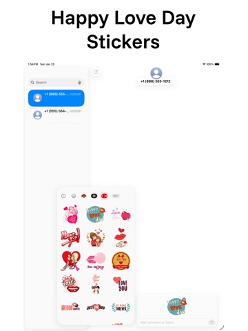Happy Love Day Stickers iPad screenshot
