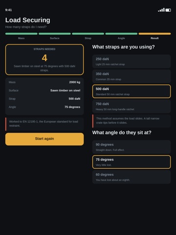 Load Securing Calculator iPad screenshot