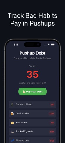 Pushup Debt - Track Bad Habits Screenshot 1 of 5