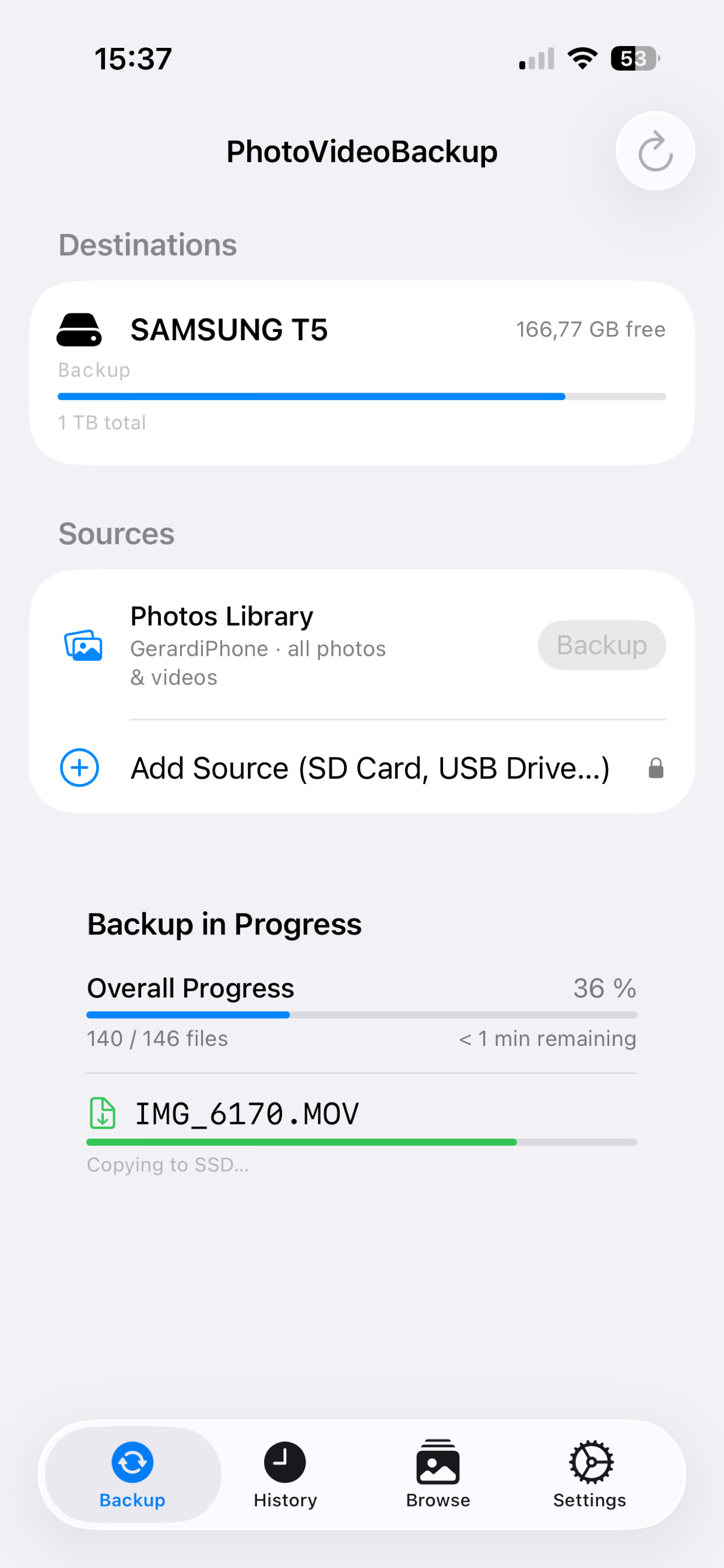 PhotoVideoBackup: SSD Transfer