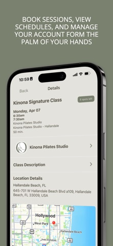 Kinona Pilates Studio iPhone screenshot