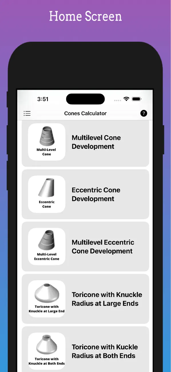 Screenshot #1 pour Cones Calculator
