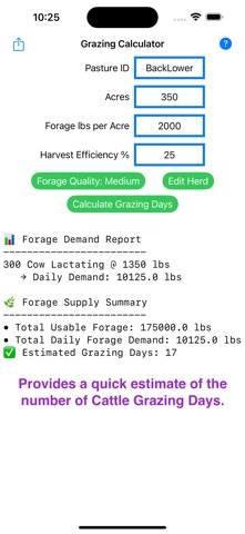 Cattle Grazing Calculator Screenshot 1 of 5