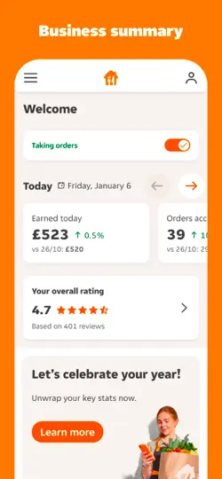 Screenshot von Just Eat Takeaway Partner Hub auf dem iPhone 2
