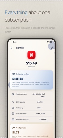 Subscription Tracker — Eluna Screenshot 4 of 9