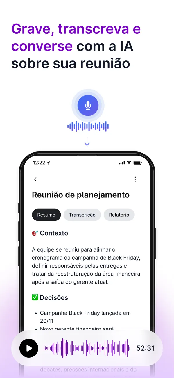 Screenshot #1 pour Grava AI : Dictaphone Réunion