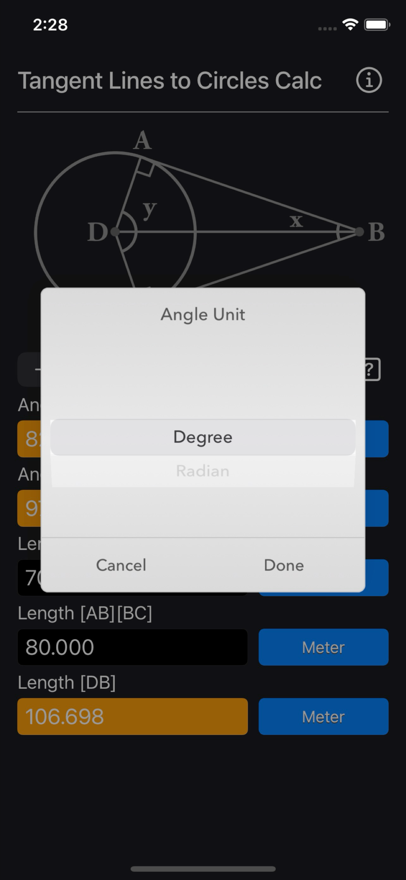 Tangent Lines to Circles Calc screenshot 6