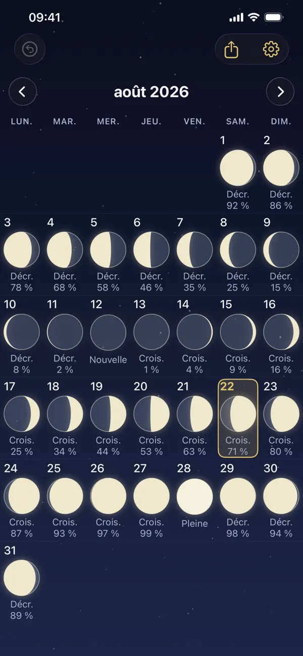 Screenshot #1 pour Le Calendrier lunaire PRO