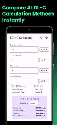 LDL-C Calculator screenshot