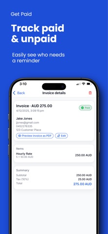 Plumber Invoices & Quotes iPhone screenshot