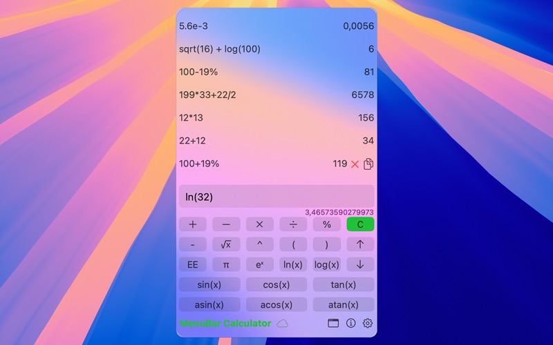 MenuBarCalc app screenshot