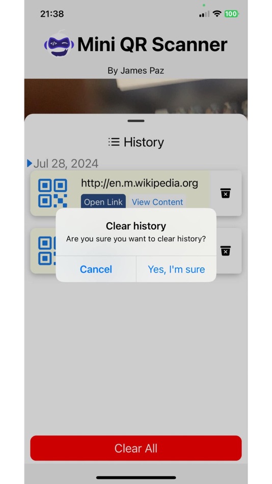 #4. Mini-QR Scanner (iOS) โดย: James Michael Paz