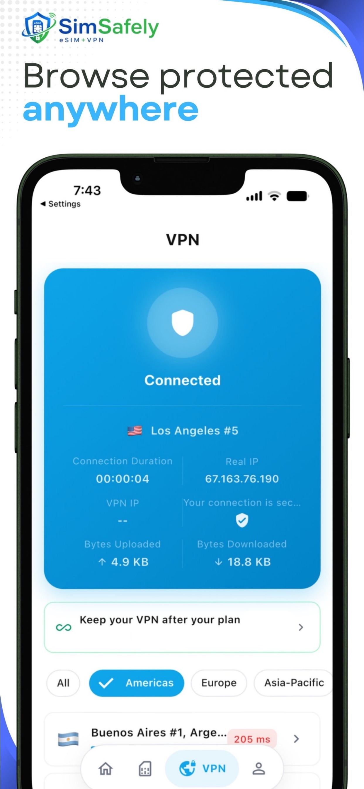 Screenshot 4 of SimSafely: eSIM + Travel VPN