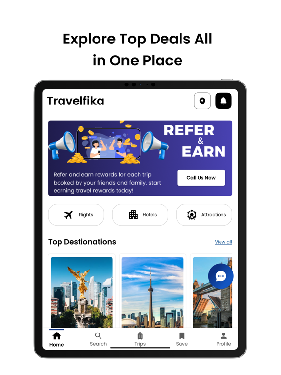 Travelfika: Hotels, Flights iPad screenshot 1 - Travel app