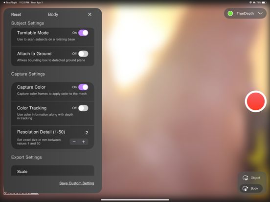 Structure Capture, 3D Scanning iPad screenshot 4 - Utilities app