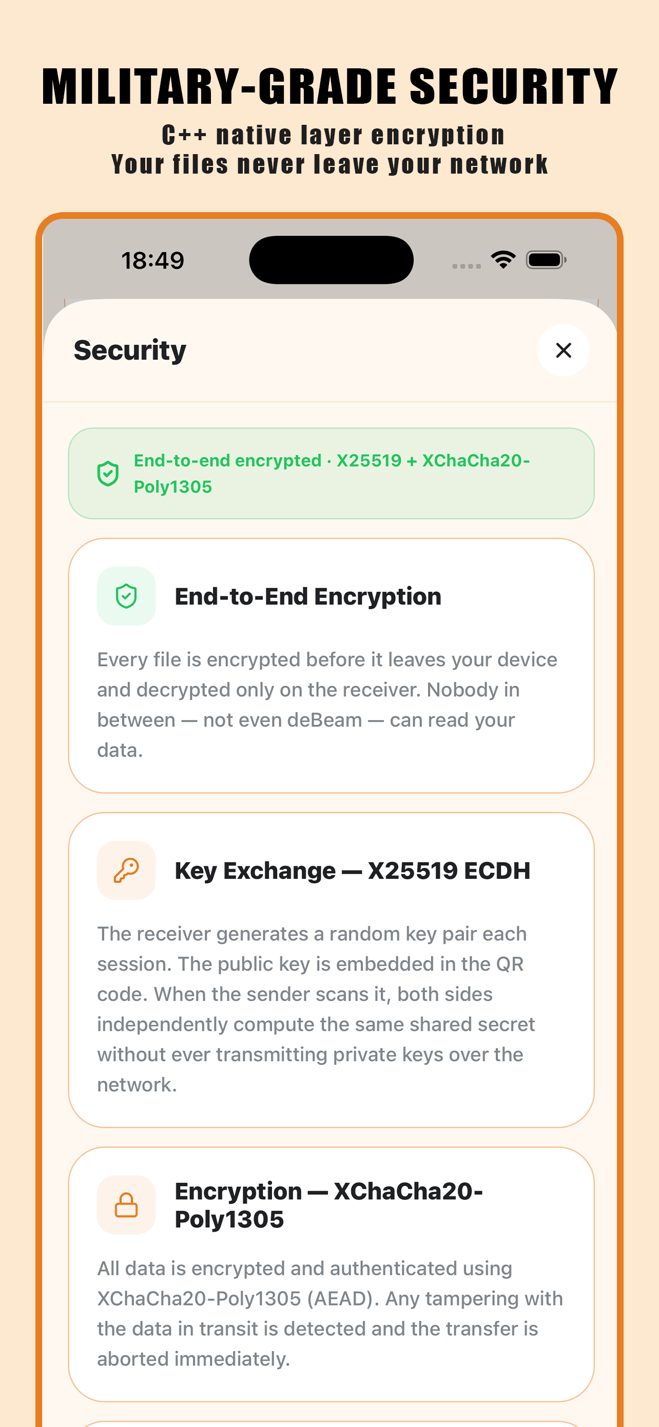 deBeam - Secure File Transfer