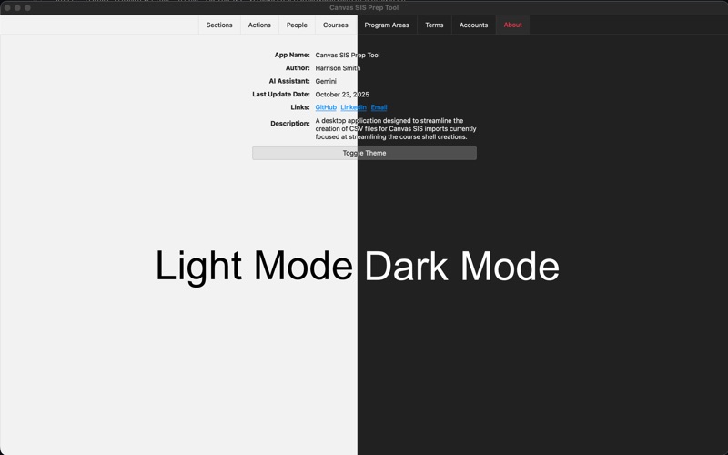 Canvas SIS Prep Tool app screenshot