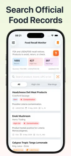 Food Recall Monitor screenshot 1