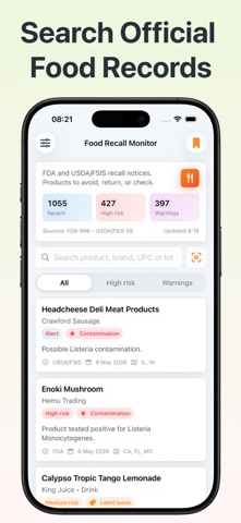 Food Recall Monitor iPhone screenshot