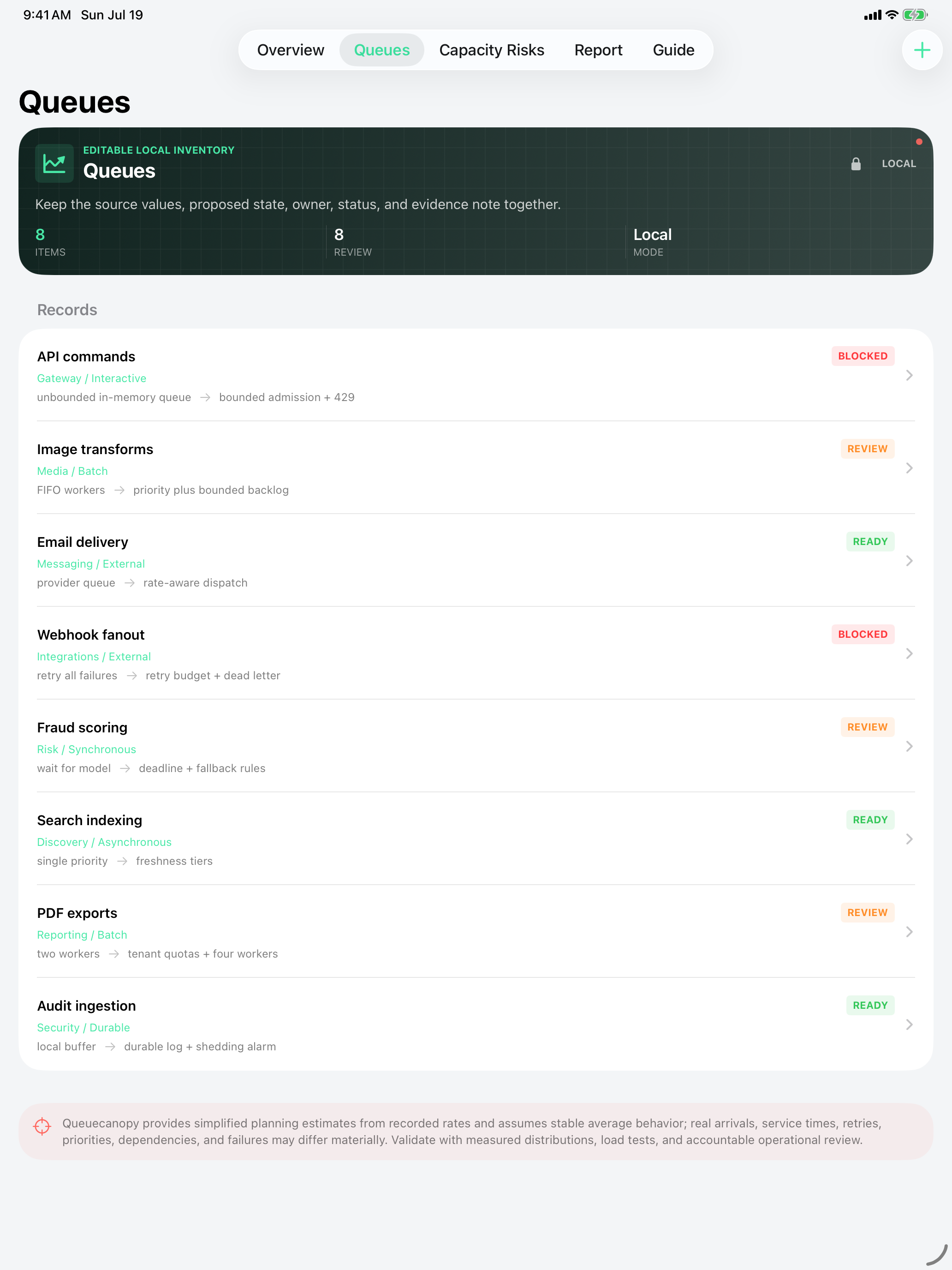 Queuecanopy: Capacity Lab iPad screenshot 2 of 4