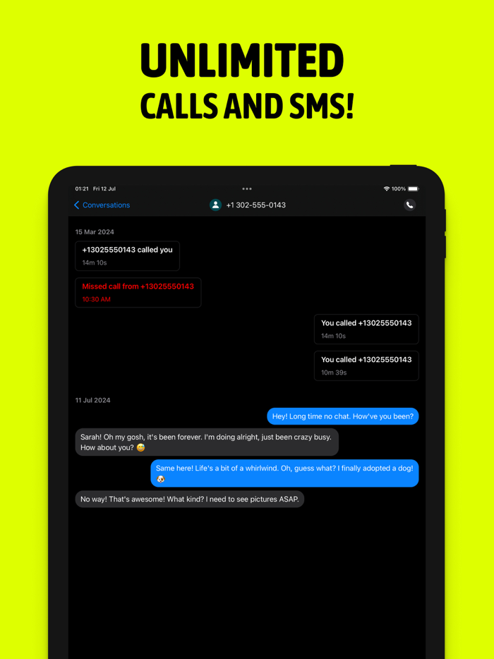 Second phone number - txt now