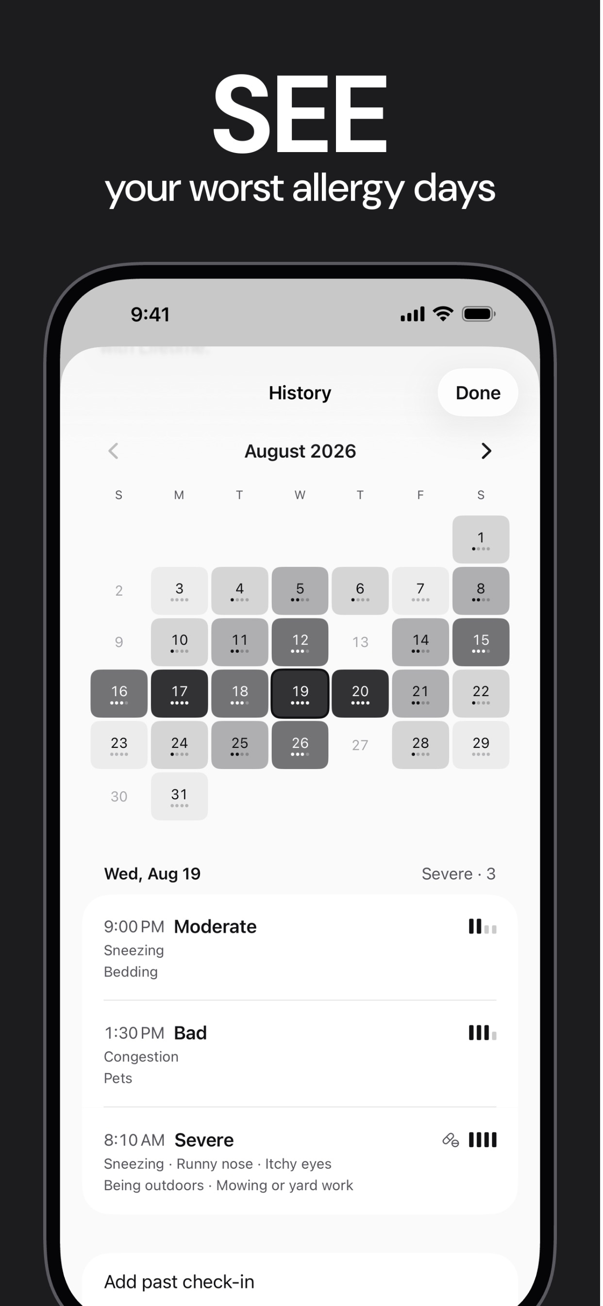 Screenshot 1 of Allergy Tracker: Symptom Log
