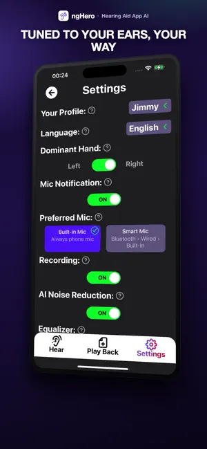 Hearing aid app - ngHero AI screenshot 3