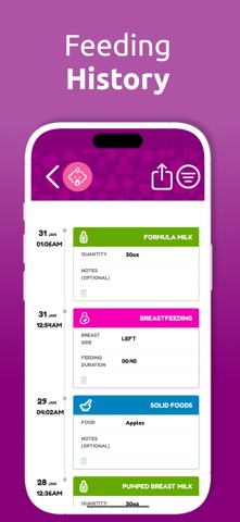 Breastfeeding Baby Tracker iPhone screenshot