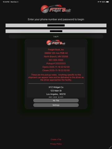 Freight Book iPad screenshot