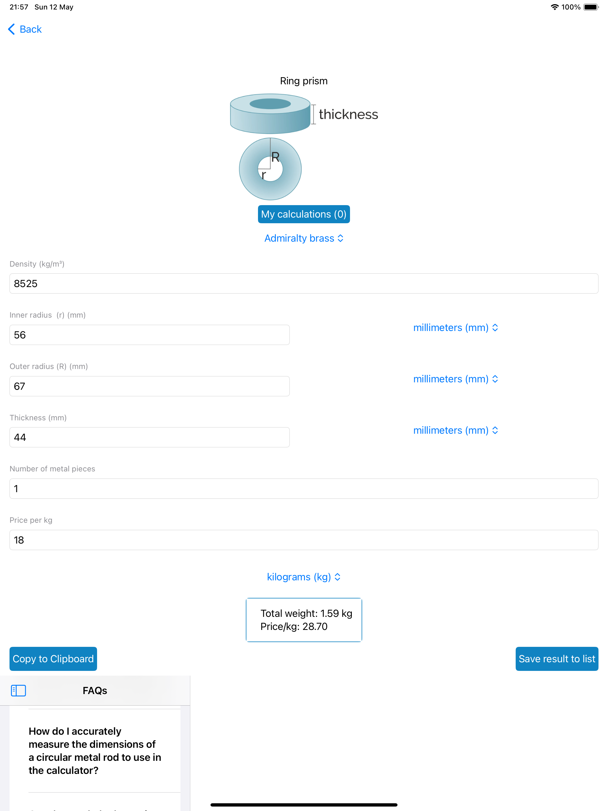 Multi-Metal Weight Estimator