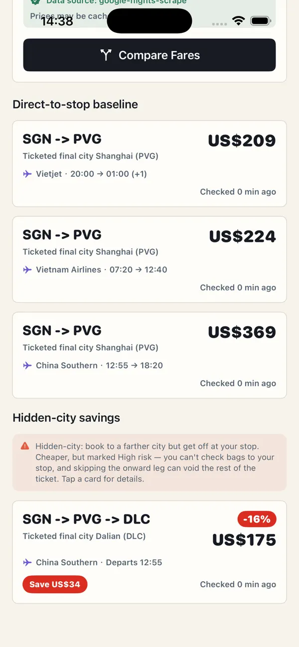 Screenshot #2 pour FareVia Flight Compare