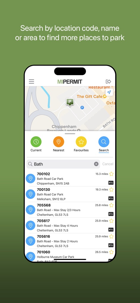 MiPermit - This tool offers a robust search function, allowing users to find parking by location code or name, and presents a filtered list of options.