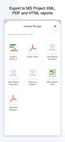 Project Office X: Gantt chart iPhone screenshot
